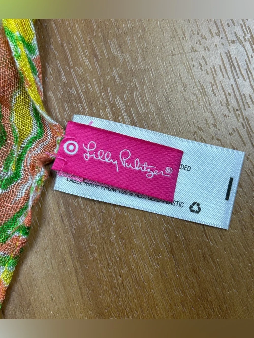 Lilly Pulitzer‎ Floral Scarf Yellow Pink Green Fringe Lightweight Wrap